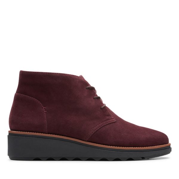 Clarks Womens Sharon Hop Ankle Boots Burgundy | UK-7423189